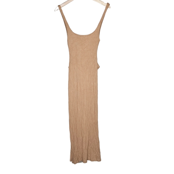 Reformation Hosby Ribbed Dress Tan Waist Tie Maxi Size Small - Picture 3 of 6